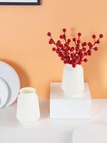 1pc Plastic Flower Vase, Minimalist Solid Color Vase For Home Decor Room Decor Glass Vase - White - View 6