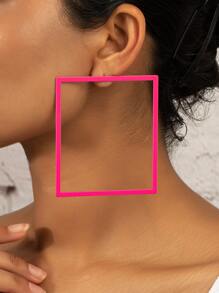 Bông tai hình vuông - Màu Hồng Tươi - Xem 1