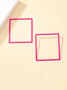 Bông tai hình vuông - Màu Hồng Tươi - Xem 2