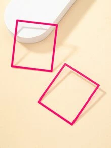 Bông tai hình vuông - Màu Hồng Tươi - Xem 4