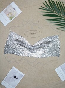 1入組時尚亮片裝飾身體鏈適用於女士適用於身體裝飾用品 - 銀色 - 查看 4