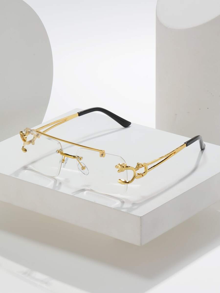 1 Cặp Kính Mắt Không Gọng Kim Loại Cổ Điển Sang Trọng K Mạ Vàng Thiết Kế 3D Kim Loại Đôi Tia Hình Động Vật (tuyệt vời cho Chụp Ảnh Đường Phố) - Nhiều màu - Xem 1