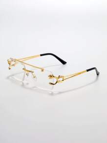 1 Cặp Kính Mắt Không Gọng Kim Loại Cổ Điển Sang Trọng K Mạ Vàng Thiết Kế 3D Kim Loại Đôi Tia Hình Động Vật (tuyệt vời cho Chụp Ảnh Đường Phố) - Nhiều màu - Xem 3