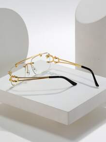 1 Cặp Kính Mắt Không Gọng Kim Loại Cổ Điển Sang Trọng K Mạ Vàng Thiết Kế 3D Kim Loại Đôi Tia Hình Động Vật (tuyệt vời cho Chụp Ảnh Đường Phố) - Nhiều màu - Xem 4