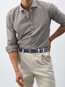 Thắt lưng nam khóa vuông thời trang 1 cái - Màu xanh hải quân - Xem 3