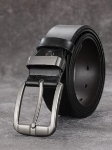 Men Square Buckle Belt - Black - View 2