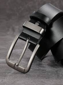 Men Square Buckle Belt - Black - View 4