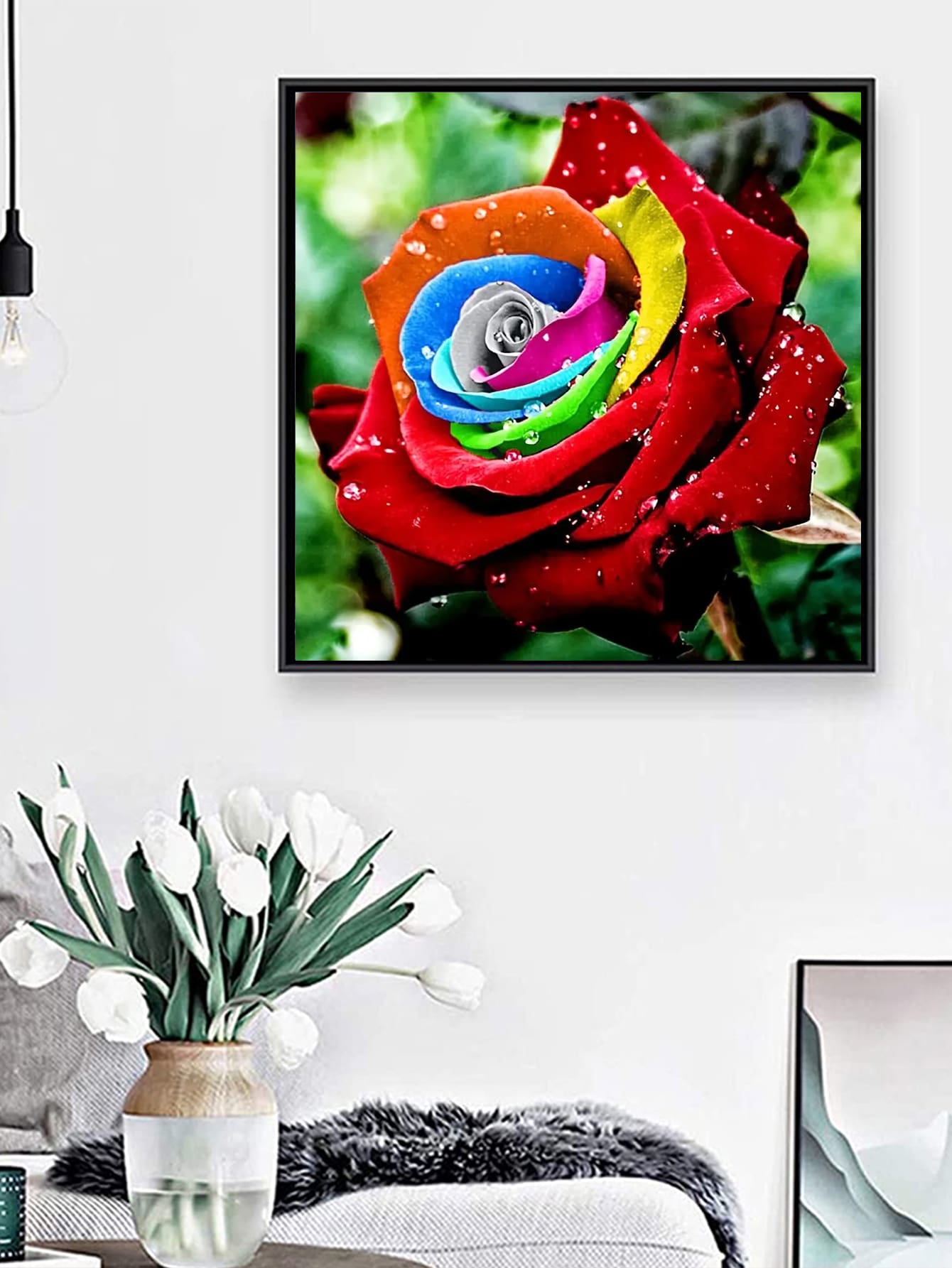 1set PMMA DIY Diamond Painting, Modern Flower Pattern DIY Diamond Unframed Painting For Home - Multicolor - View 1