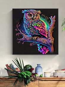 1套PMMA DIY鑽石畫現代貓頭鷹圖案DIY鑽石無框畫適合家用 - 彩色 - 查看 1