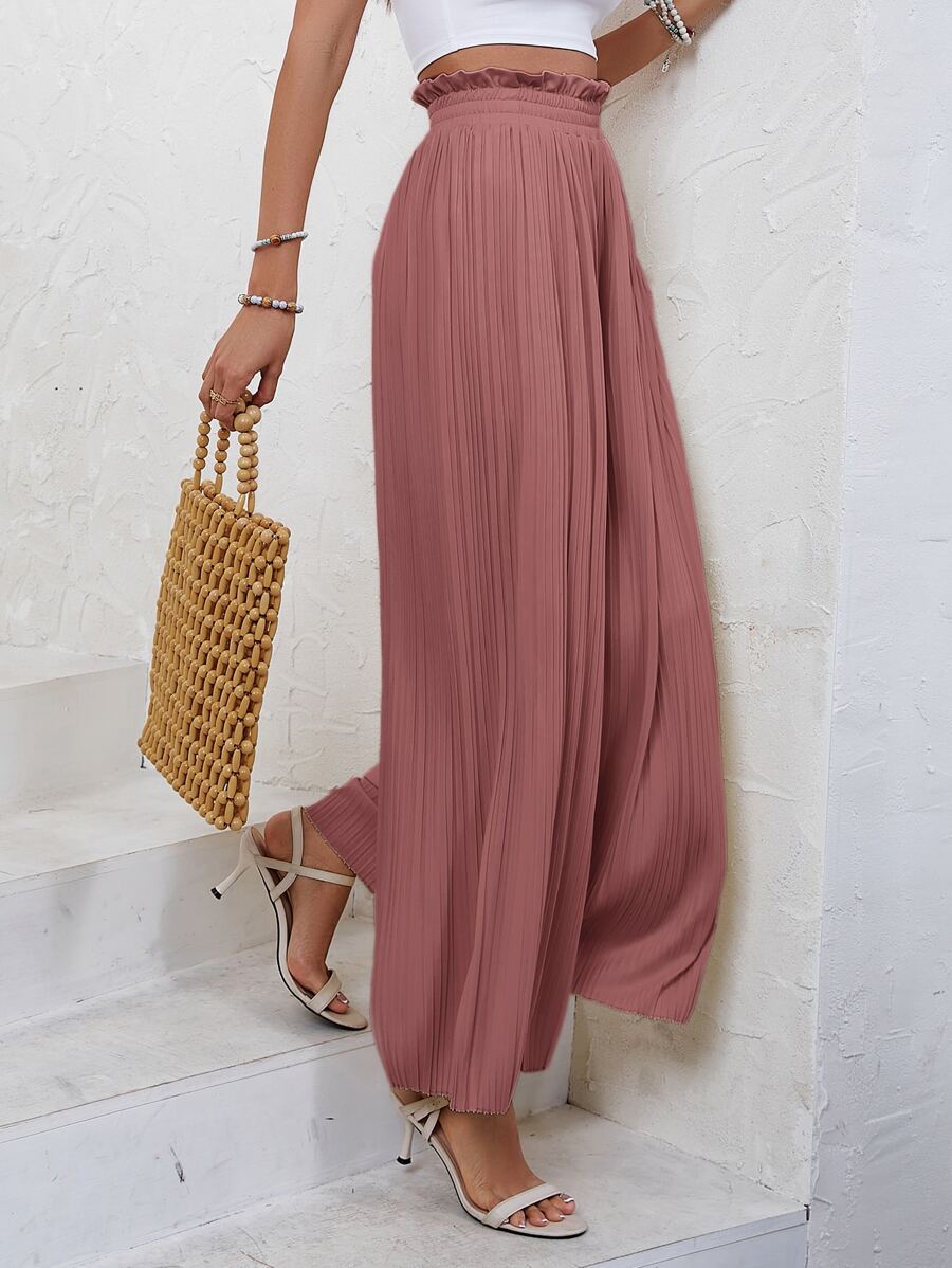 SHEIN Frenchy Pantalon ample à taille froncée