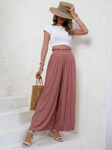 SHEIN Frenchy Pantalon ample à taille froncée