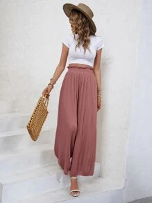 SHEIN Frenchy Pantalon ample à taille froncée