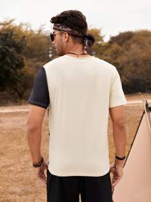 Manfinity Homme Camisetas para hombres, ajuste regular, cuello redondo, manga corta, gráfico en la camiseta, verano, poliéster - Multicolor - Ver 2