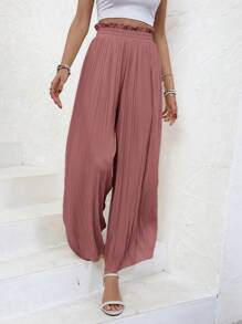 SHEIN Frenchy Pantalon ample à taille froncée