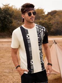 Manfinity Homme Camisetas para hombres, ajuste regular, cuello redondo, manga corta, gráfico en la camiseta, verano, poliéster - Multicolor - Ver 6