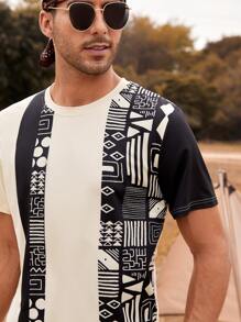 Manfinity Homme Camisetas para hombres, ajuste regular, cuello redondo, manga corta, gráfico en la camiseta, verano, poliéster - Multicolor - Ver 7