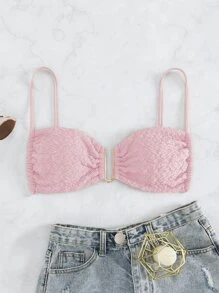 Top bikini unicolor Smocked - Rosa Pálido - Ver 1