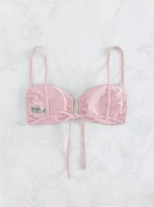 Top bikini unicolor Smocked - Rosa Pálido - Ver 2