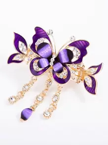 1pc Women Rhinestone & Butterfly Decor Fashion Alligator Hair Clip For Decoration Elegant Hair Claws Claw Clips Hair Clips Hair Jaw Clip Hair Clamps Hair Clutch Hair Catcher Clip, School Stuff, College