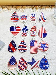 16對美式圖案耳墜 - 彩色 - 查看 3