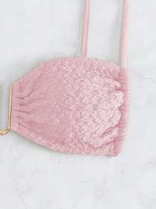 Top bikini unicolor Smocked - Rosa Pálido - Ver 4