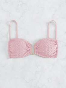 Top bikini unicolor Smocked - Rosa Pálido - Ver 5