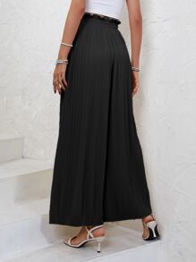 SHEIN Frenchy Quần nữ Quần paper-bag màu trơn Giải trí - màu đen - Xem 2