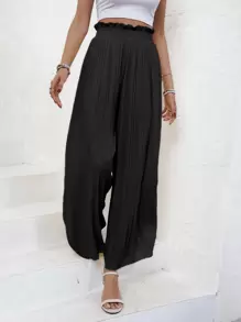 SHEIN Frenchy Quần nữ Quần paper-bag màu trơn Giải trí - màu đen - Xem 6