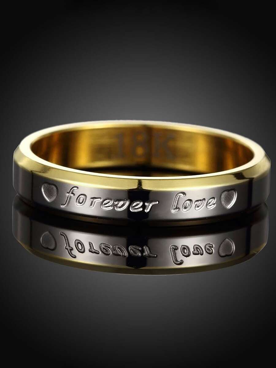 Two Tone Letter Detail Ring | SHEIN USA
