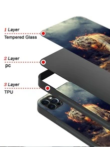 老虎樣式鋼化膜手機殼 - 金色 - 查看 3