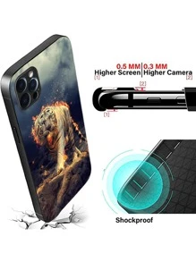 老虎樣式鋼化膜手機殼 - 金色 - 查看 4