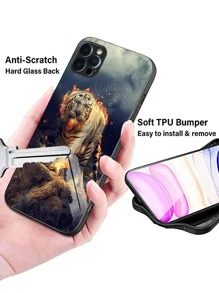 老虎樣式鋼化膜手機殼 - 金色 - 查看 5