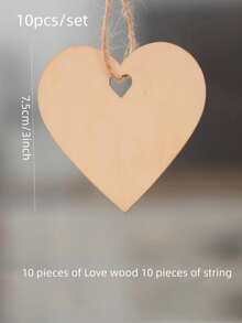 10入組木製掛飾現代心形家居掛飾