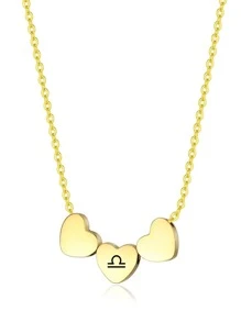 星座細節愛心裝飾項鍊 - 金黃色 - 查看 5