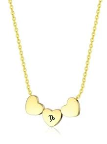 星座細節愛心裝飾項鍊 - 金黃色 - 查看 6