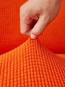 1入組玉米粒圖案素色沙發套，現代風格彈性全包防污防塵沙發墊套，適合客廳沙發 - 橘色 - 查看 2