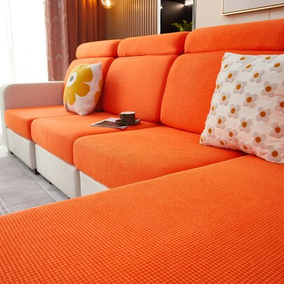 1入組玉米粒圖案素色沙發套，現代風格彈性全包防污防塵沙發墊套，適合客廳沙發