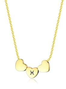 星座細節愛心裝飾項鍊 - 金黃色 - 查看 11