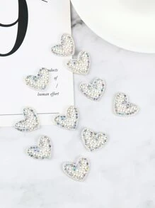 10 cái Rhinestone Decor hình trái tim Iron-on Patch - Nhiều màu - Xem 1