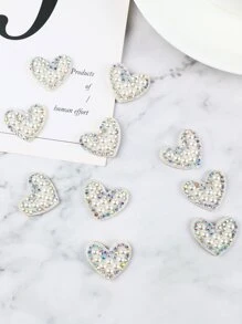 10 cái Rhinestone Decor hình trái tim Iron-on Patch - Nhiều màu - Xem 4