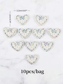 10 cái Rhinestone Decor hình trái tim Iron-on Patch - Nhiều màu - Xem 3