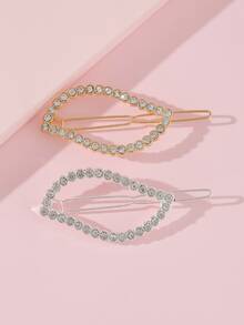 2pcs Women Rhinestone Leaf Decor Fashion Hair Clip - Multicolor - View 1