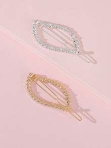 2pcs Women Rhinestone Leaf Decor Fashion Hair Clip - Multicolor - View 2