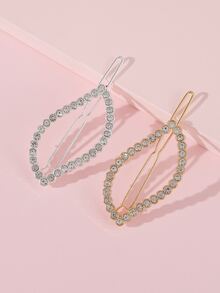 2pcs Women Rhinestone Leaf Decor Fashion Hair Clip - Multicolor - View 4