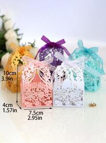 10 cái Thiết Kế Hoa Rỗng Ra Nơ Trang Trí Hộp Gói Quà - trắng - Xem 2