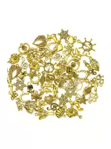 20 件混合多色锌合金小吊坠，随机动物款式，适合 DIY 珠宝制作 - 金黃色 - 查看 1