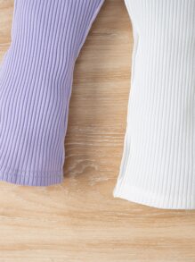 SHEIN 嬰兒撞色前接縫背心上衣和喇叭褲 - 彩色 - 查看 3