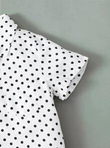 SHEIN 男小童波卡圓點前蝴蝶結襯衫和背帶短褲 - 彩色 - 查看 4