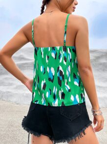 SHEIN Frenchy Áo khoác và áo lót dành cho xe tăng nữ Tương phản ren Tất cả trên in Giải trí - màu xanh lá - Xem 2