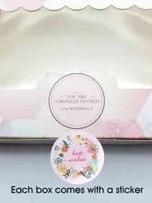 5/10 件粉色花岗岩大理石印花窗礼盒，婚礼/生日派对礼品糖果、巧克力、蛋糕盒，大尺寸情人节